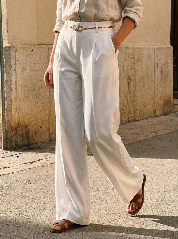 White Tailored Crease Trousers