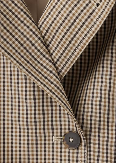 Belted Houndstooth Check Trench Jacket