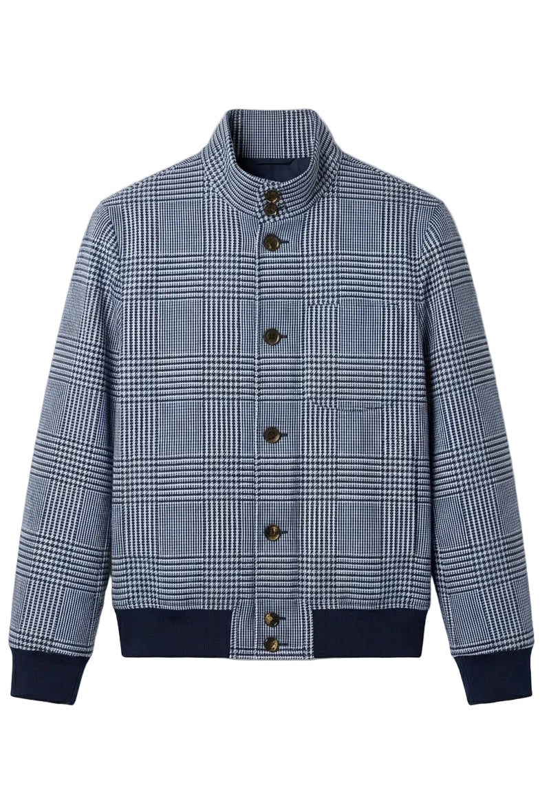 Blue Check Buttoned Jacket