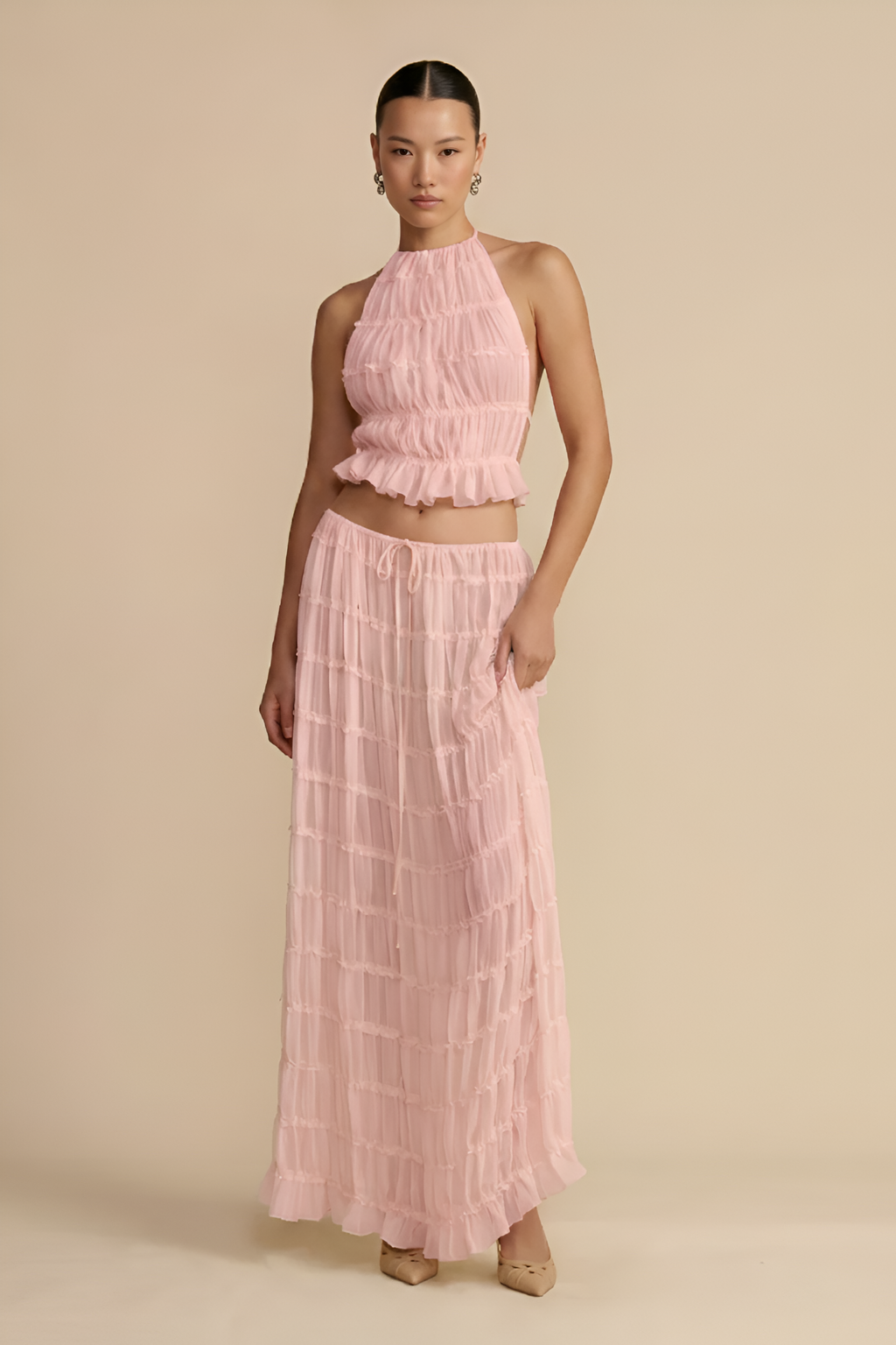 Soft‑Draped Halter Skirt Set