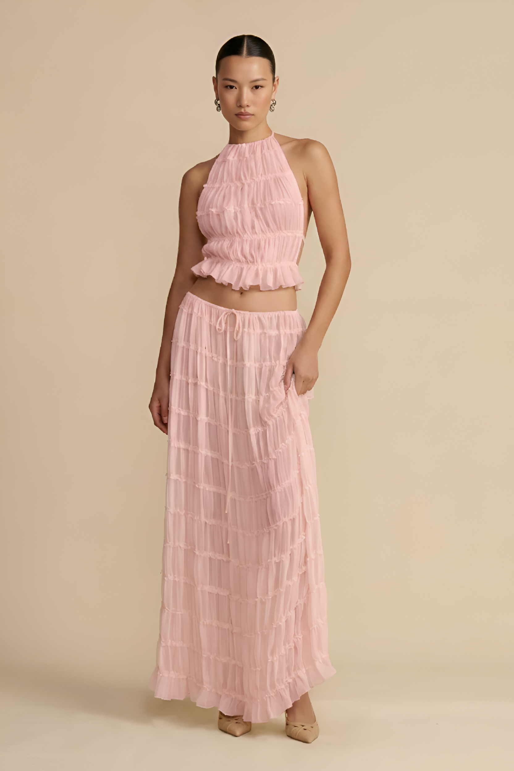 Soft‑Draped Halter Skirt Set
