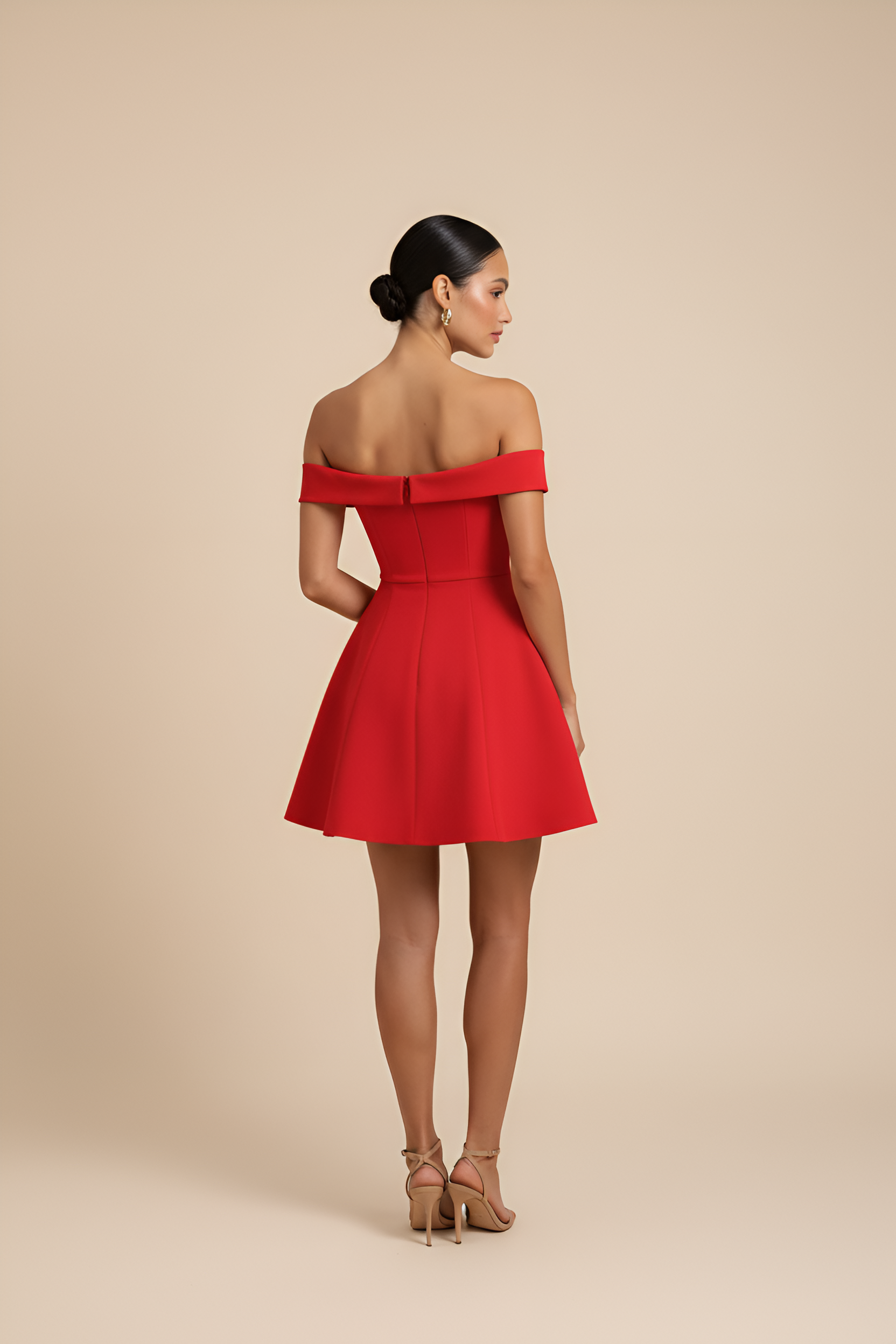 Structured Bardot Mini Red