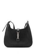 Saddle-Buckle Black Shoulder Bag