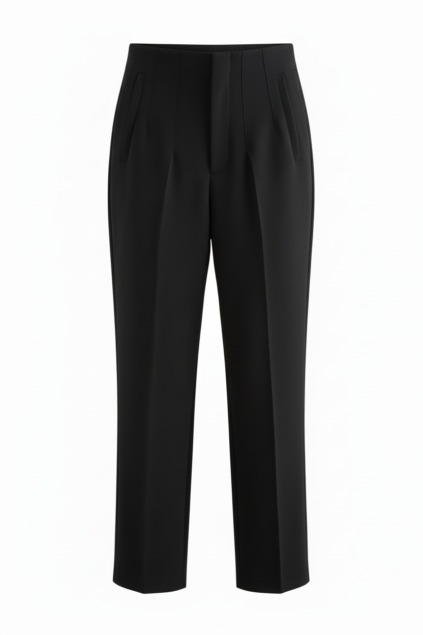 Black Pleated Tailored Trousers