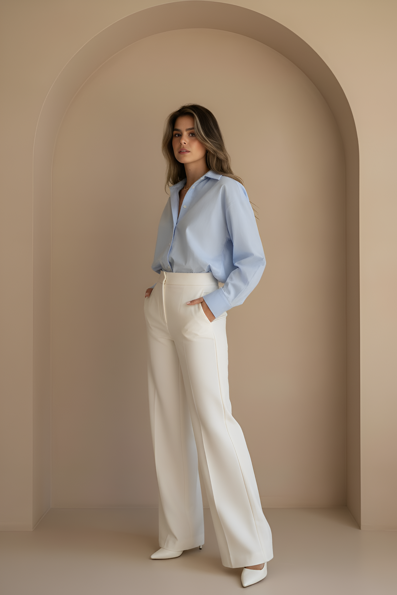White Tailored Crease Trousers