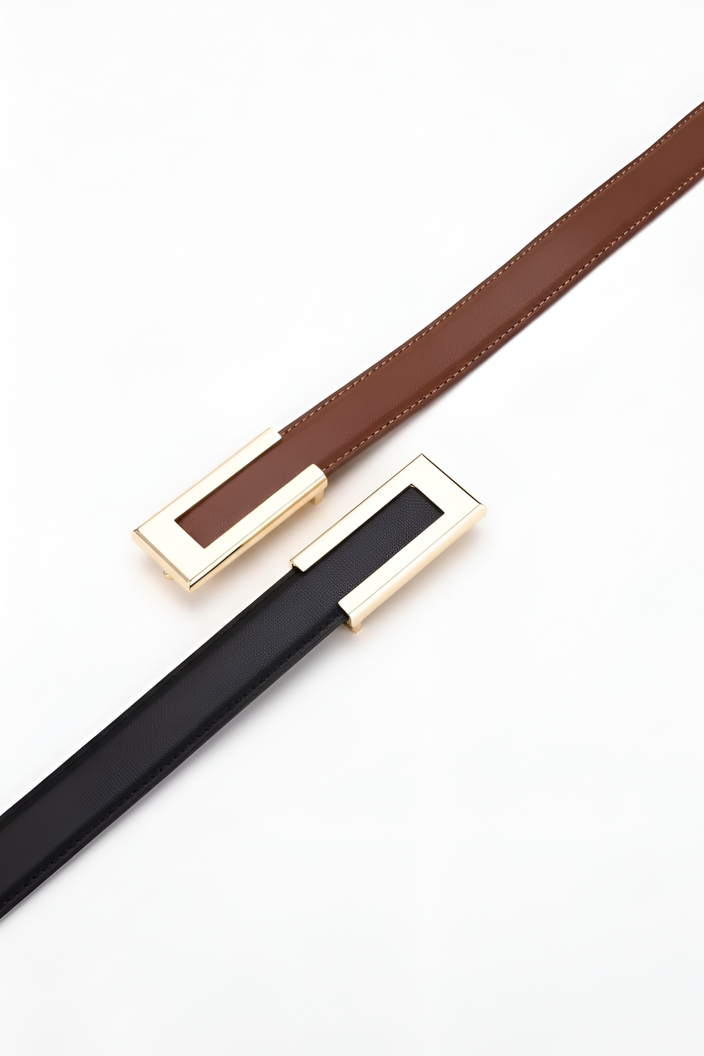 Minimal Golden-Buckle Adjustable Belt