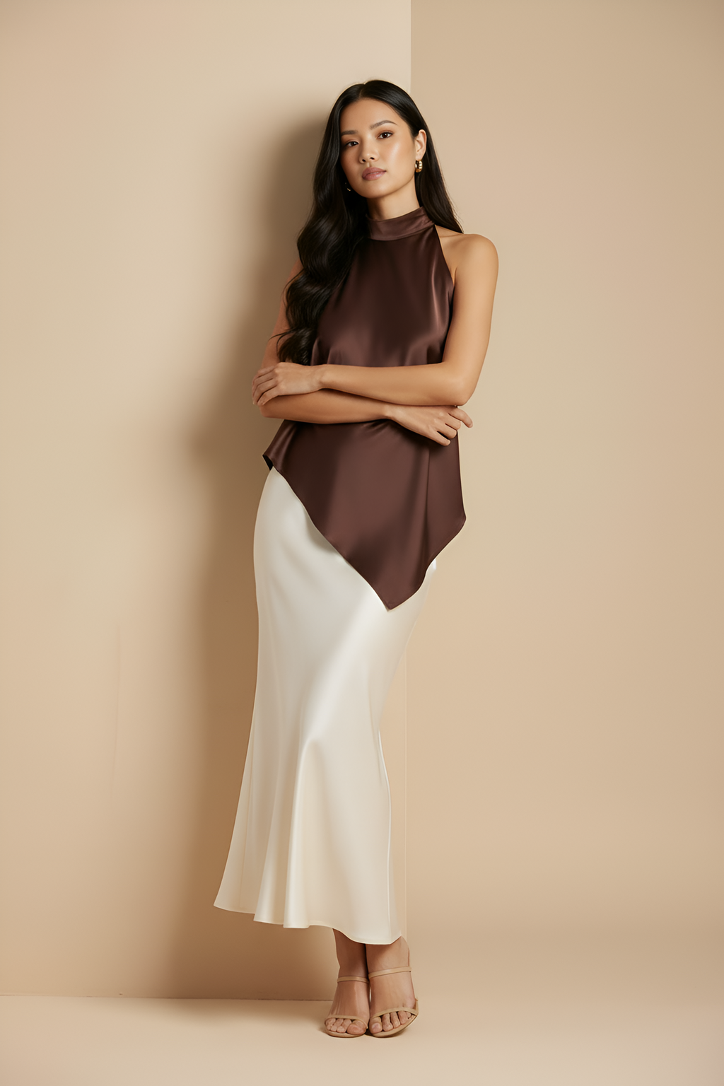 Silk Halter Drape Top