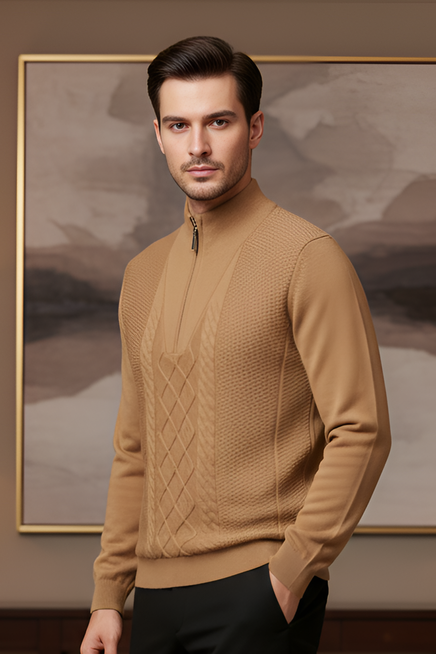 Soft Textured Zip Up Sweater