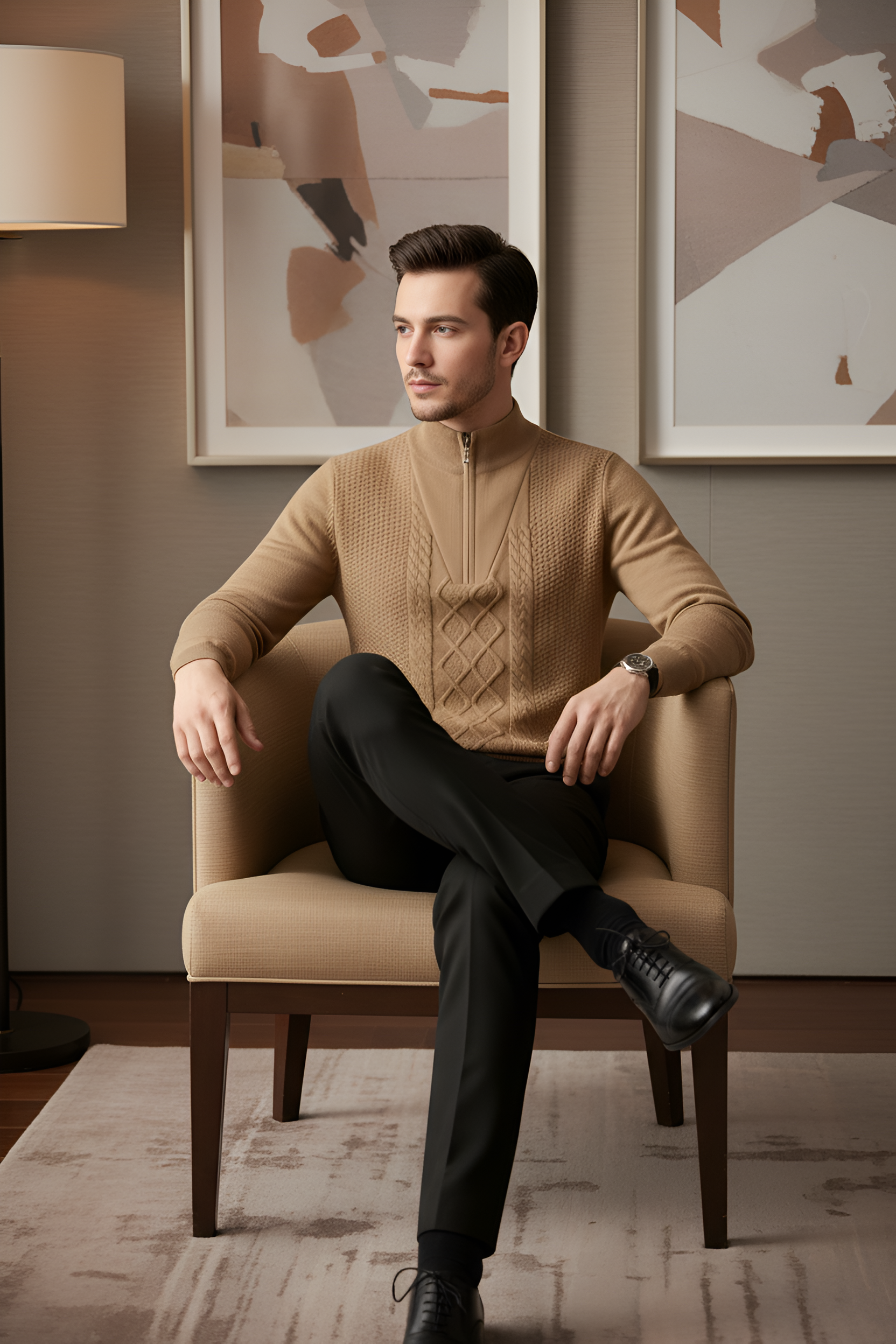 Soft Textured Zip Up Sweater