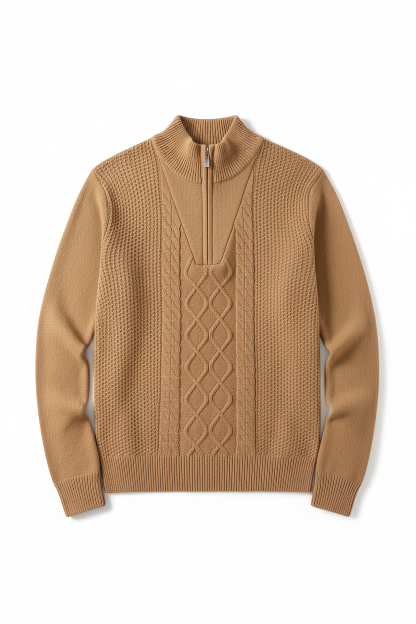 Soft Textured Zip Up Sweater