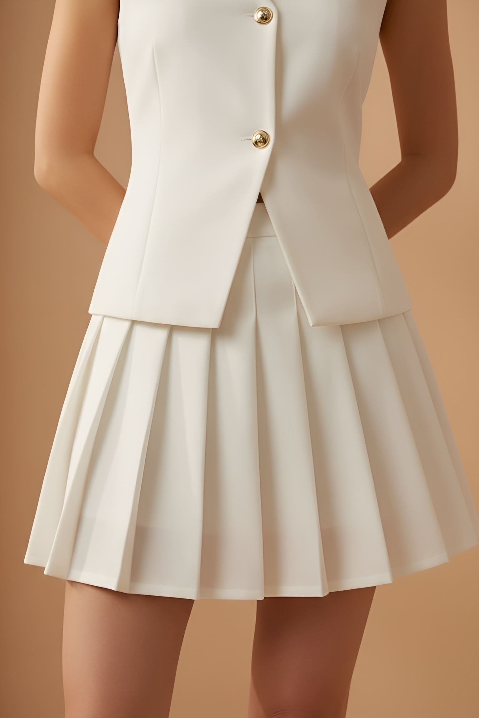 Vintage White Pleated Skirt