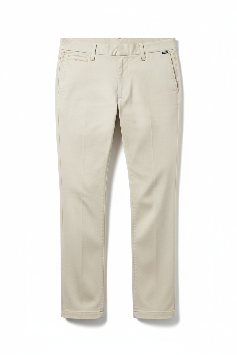 Cream Chinos Flat-lay No Pleat