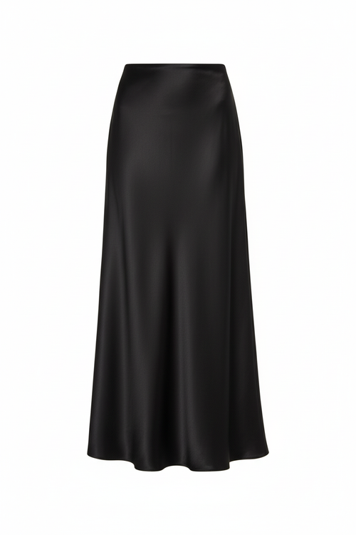 Flat Lay — Black Satin Skirt