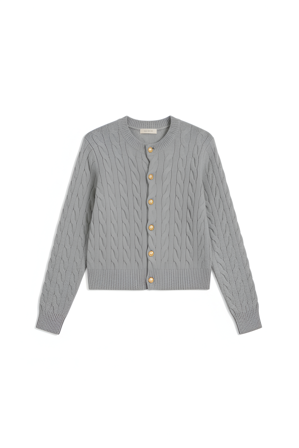 Buttoned Long‑Sleeve Cable Cardigan