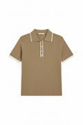 Flat Lay — Khaki Ribbed Polo Top