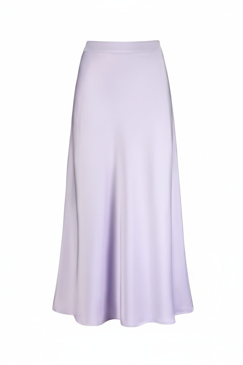 Flat Lay — Lavender Satin Skirt