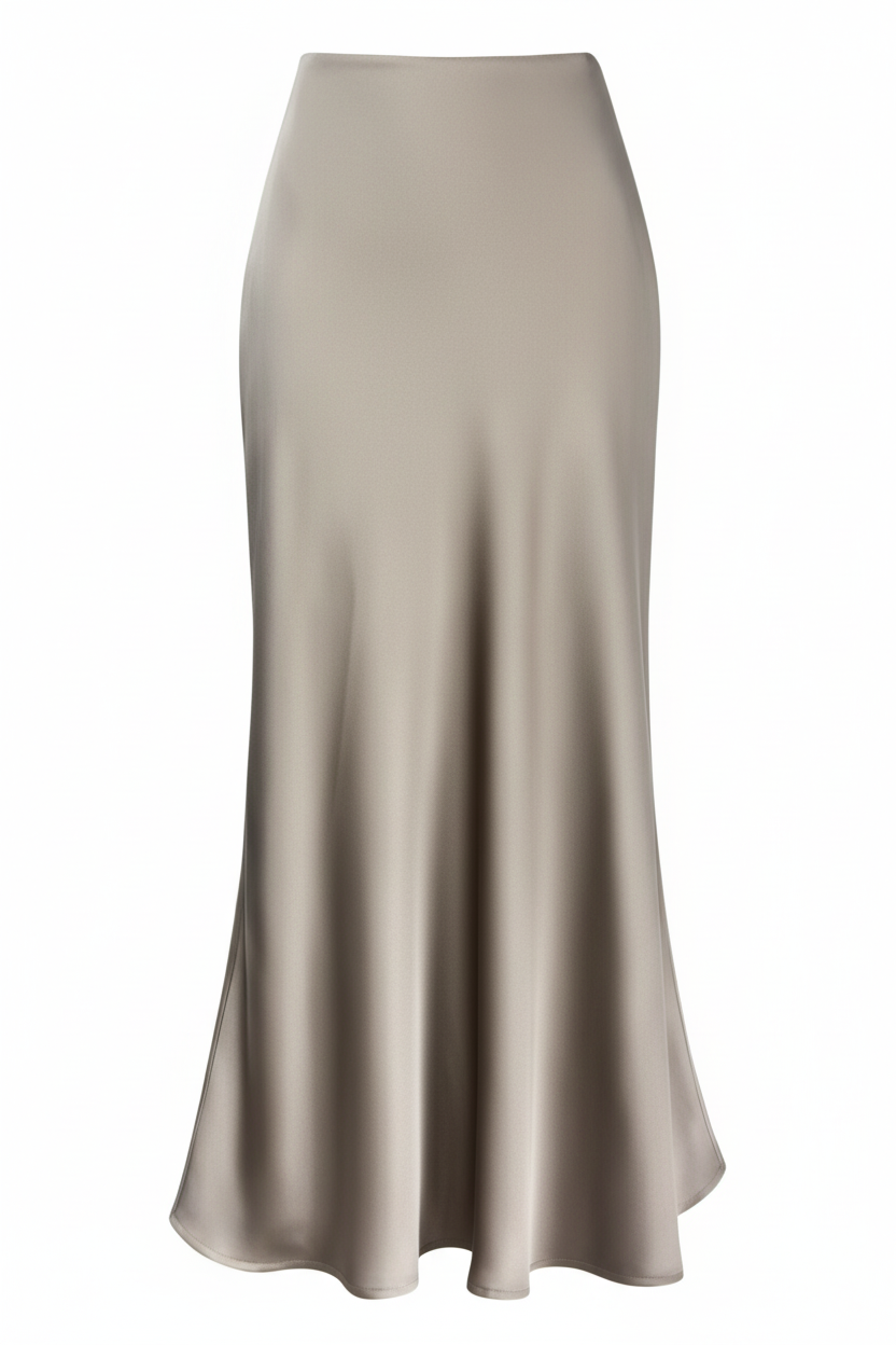 Flat Lay — Taupe Satin Skirt