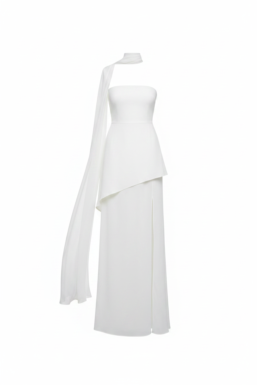 Sculpted Strapless Slit Gown