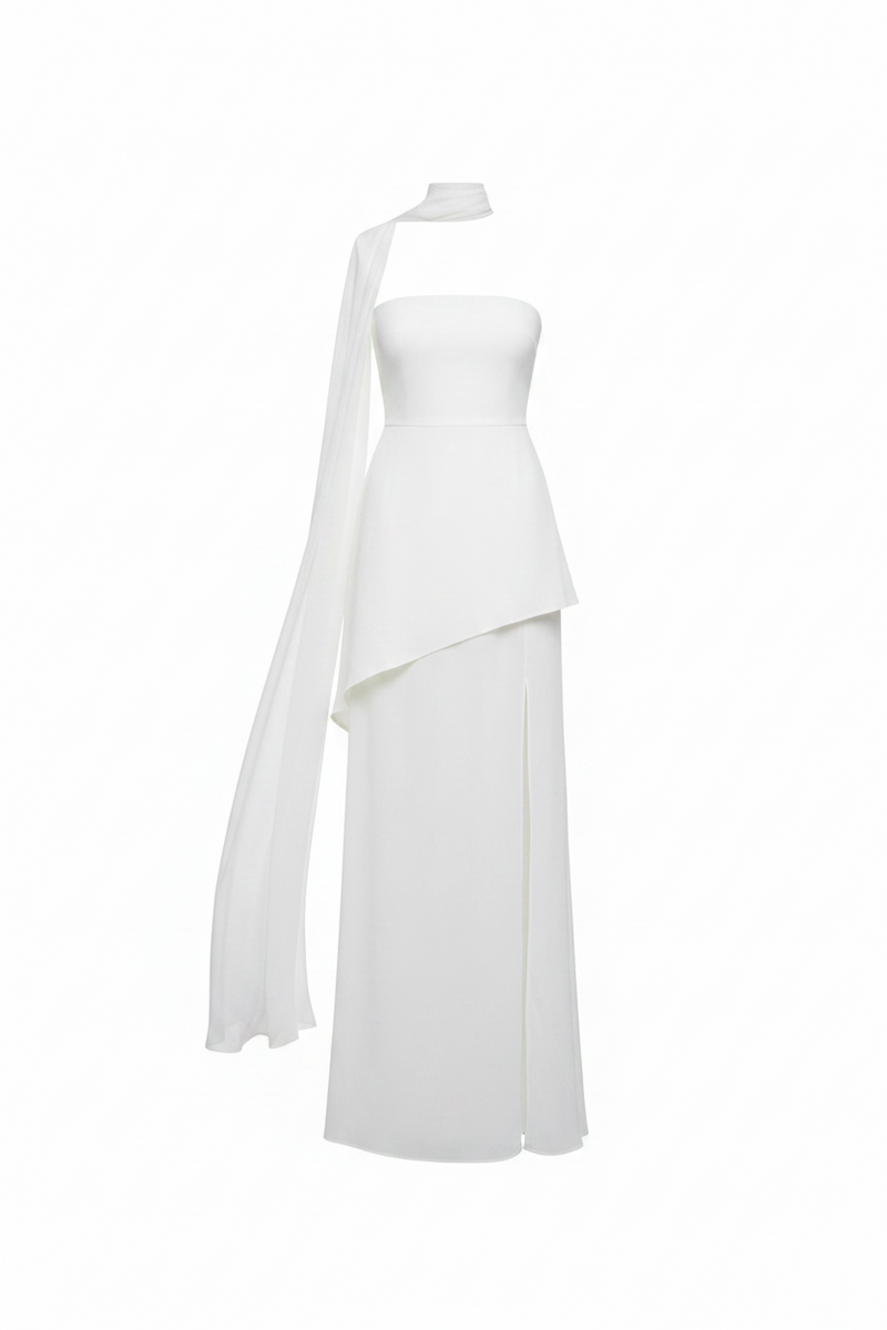 Sculpted Strapless Slit Gown