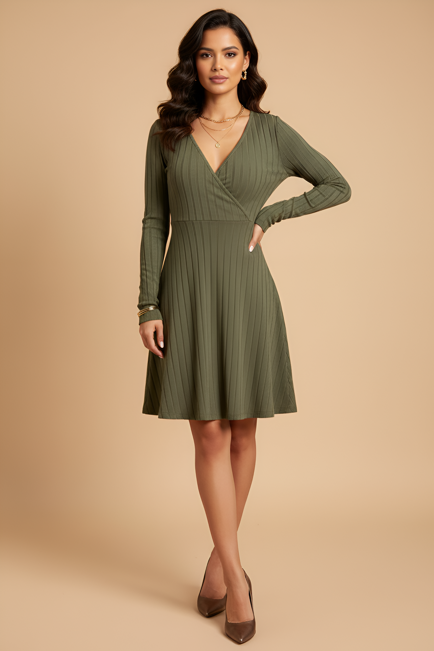 Ribbed Wrap Dress