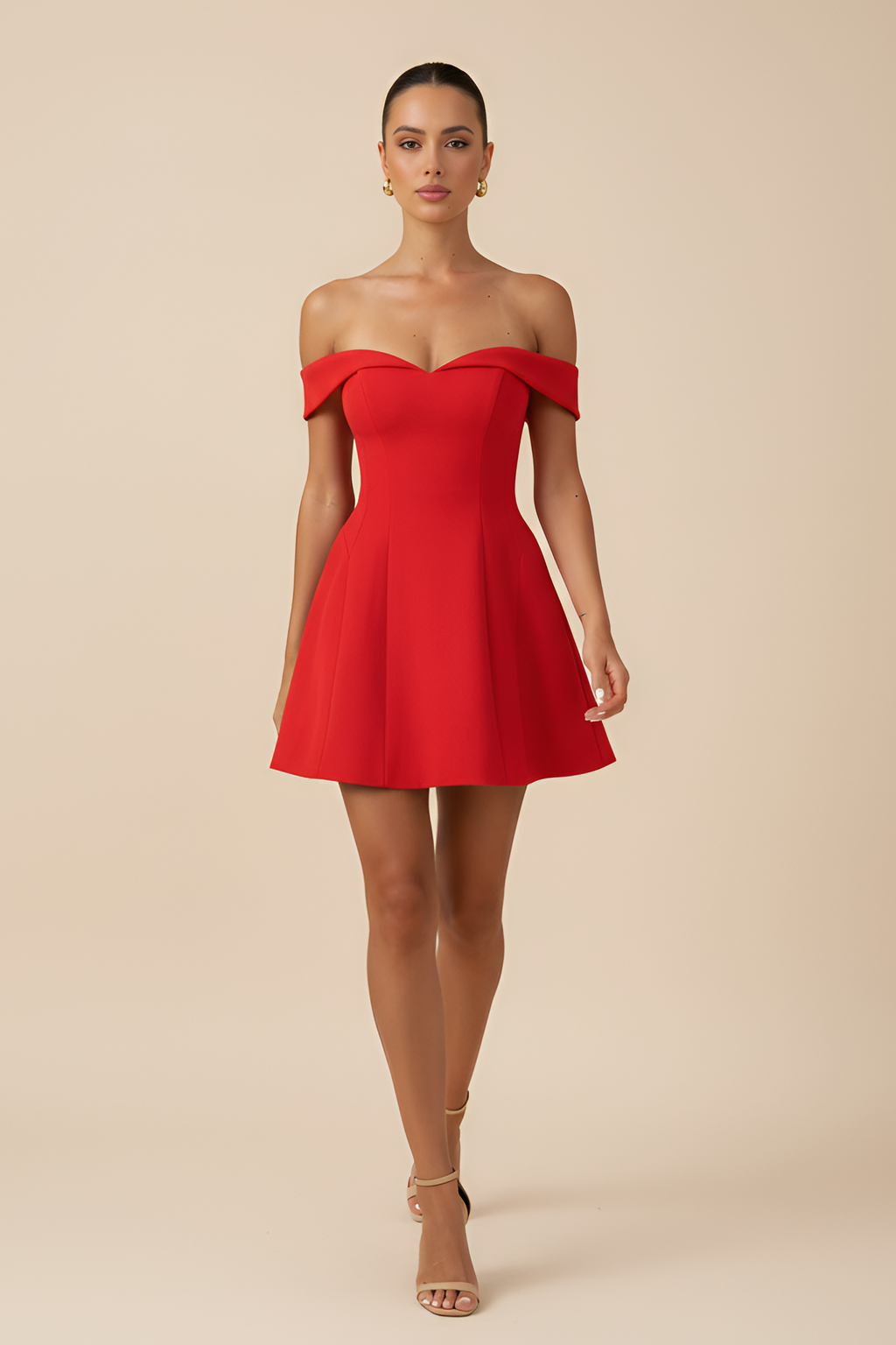 Structured Bardot Mini Red