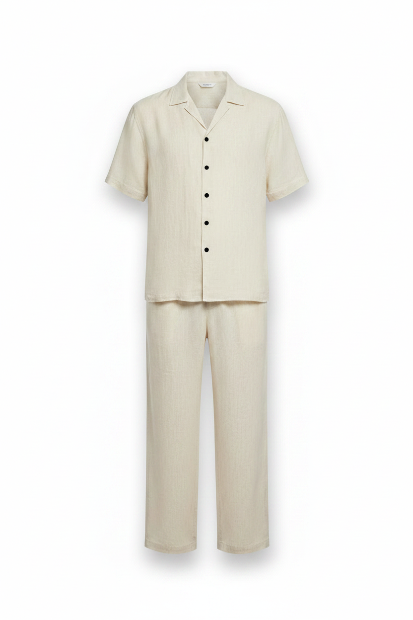 Ghost mannequin – cream camp collar co-ord
