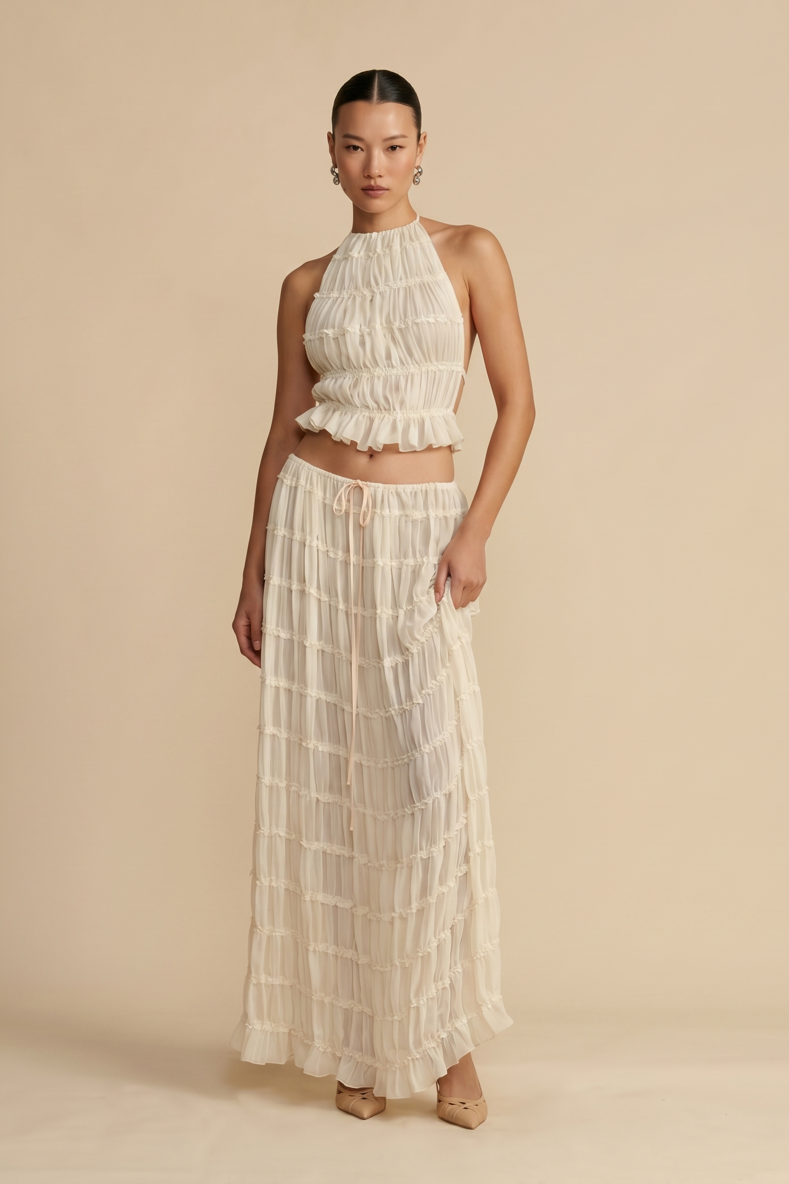 Soft‑Draped Halter Skirt Set