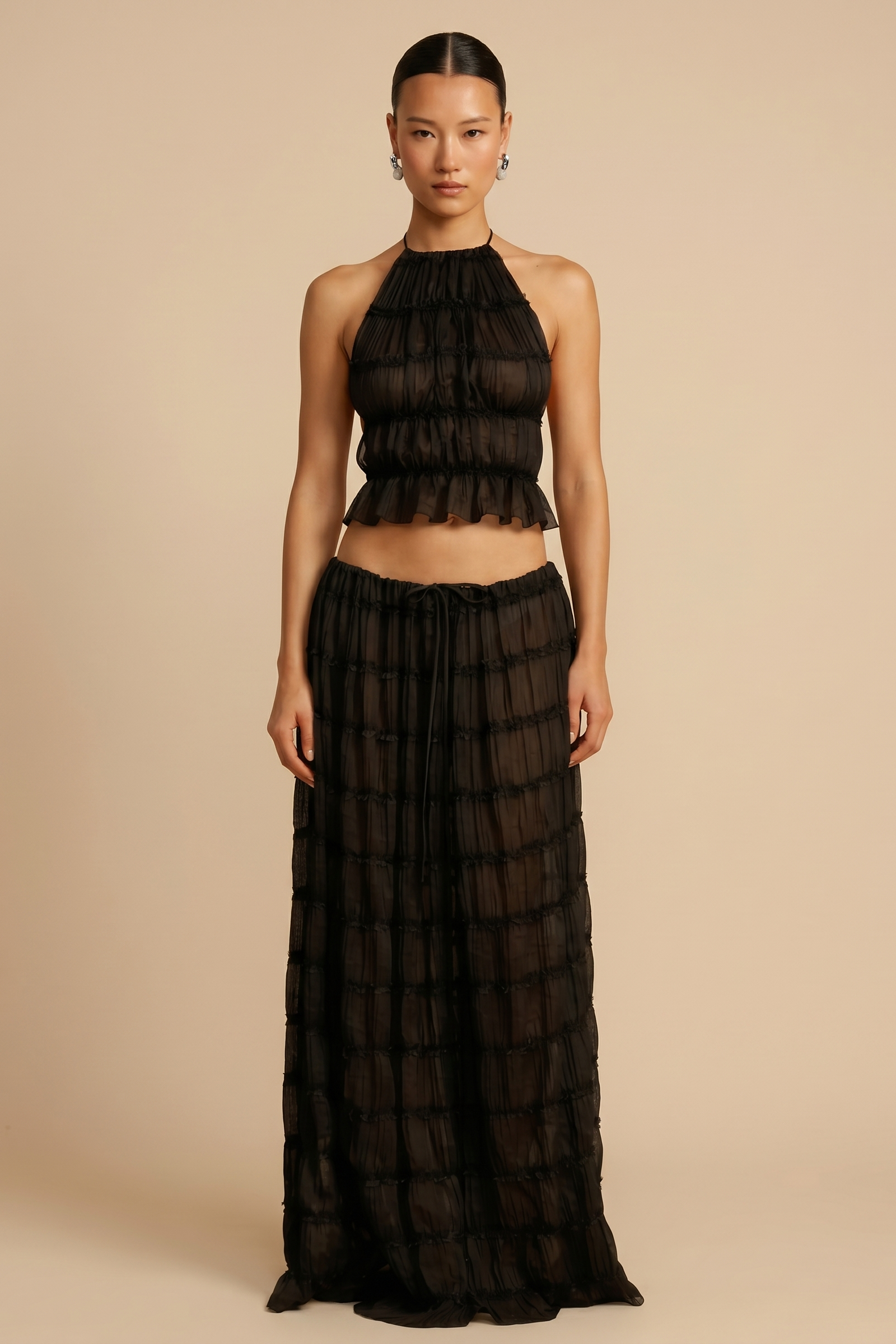Soft‑Draped Halter Skirt Set