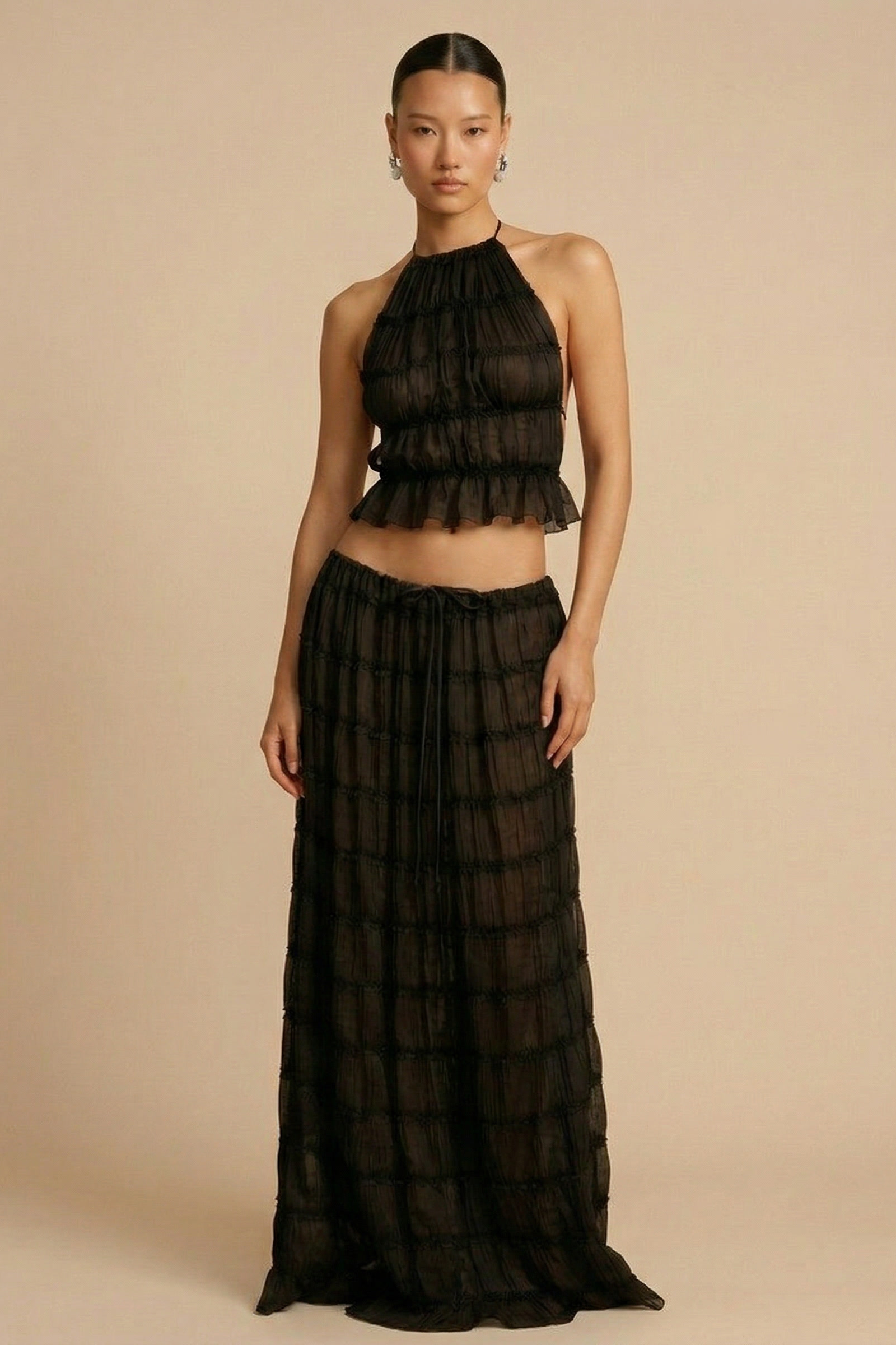 Soft‑Draped Halter Skirt Set