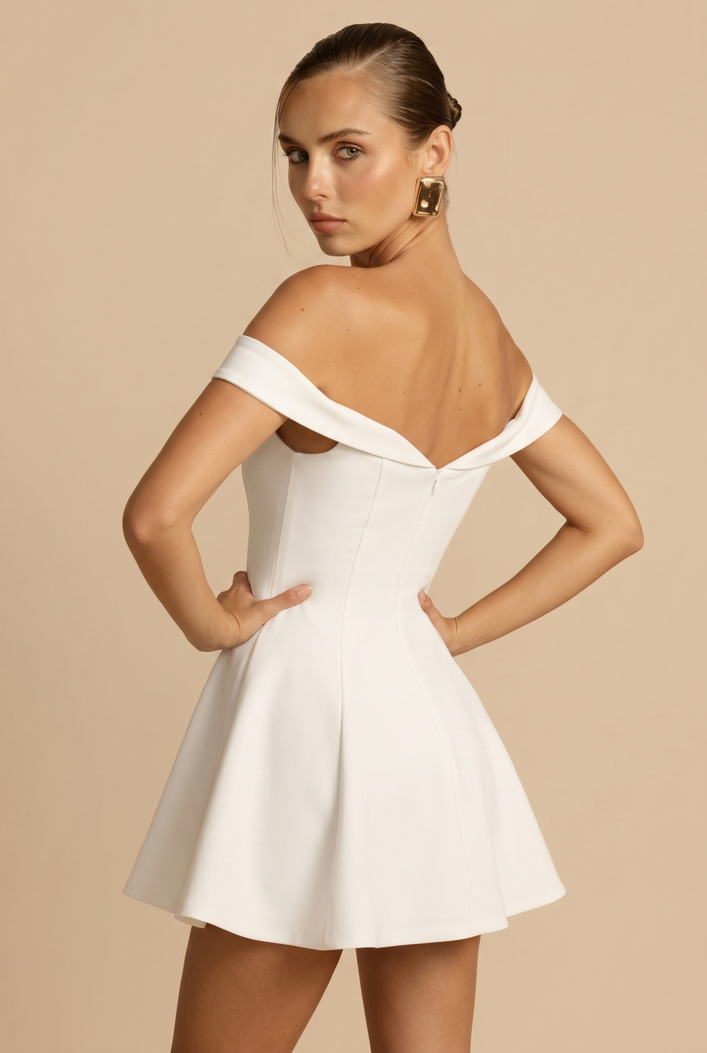 Structured Bardot Mini White