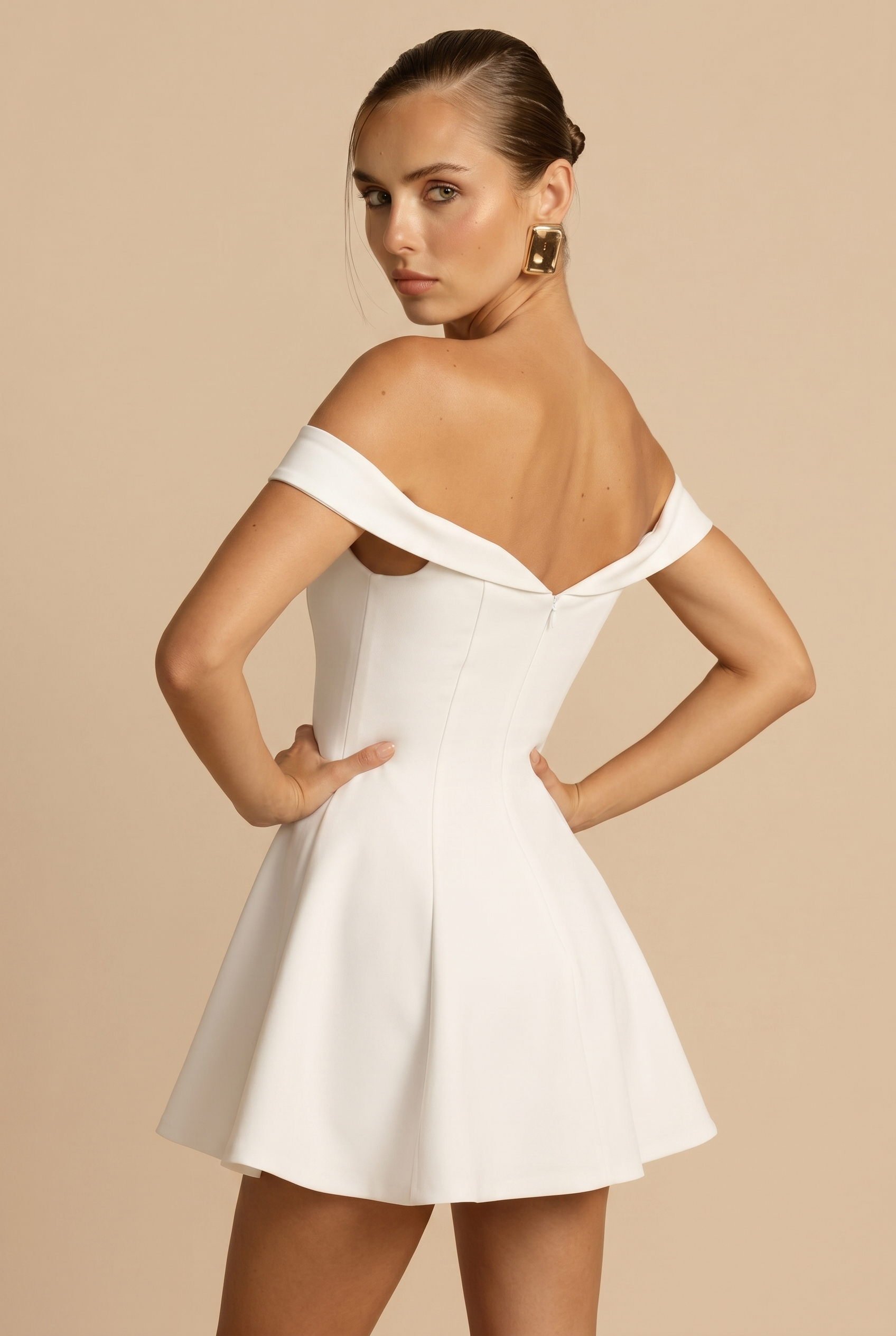 Structured Bardot Mini White