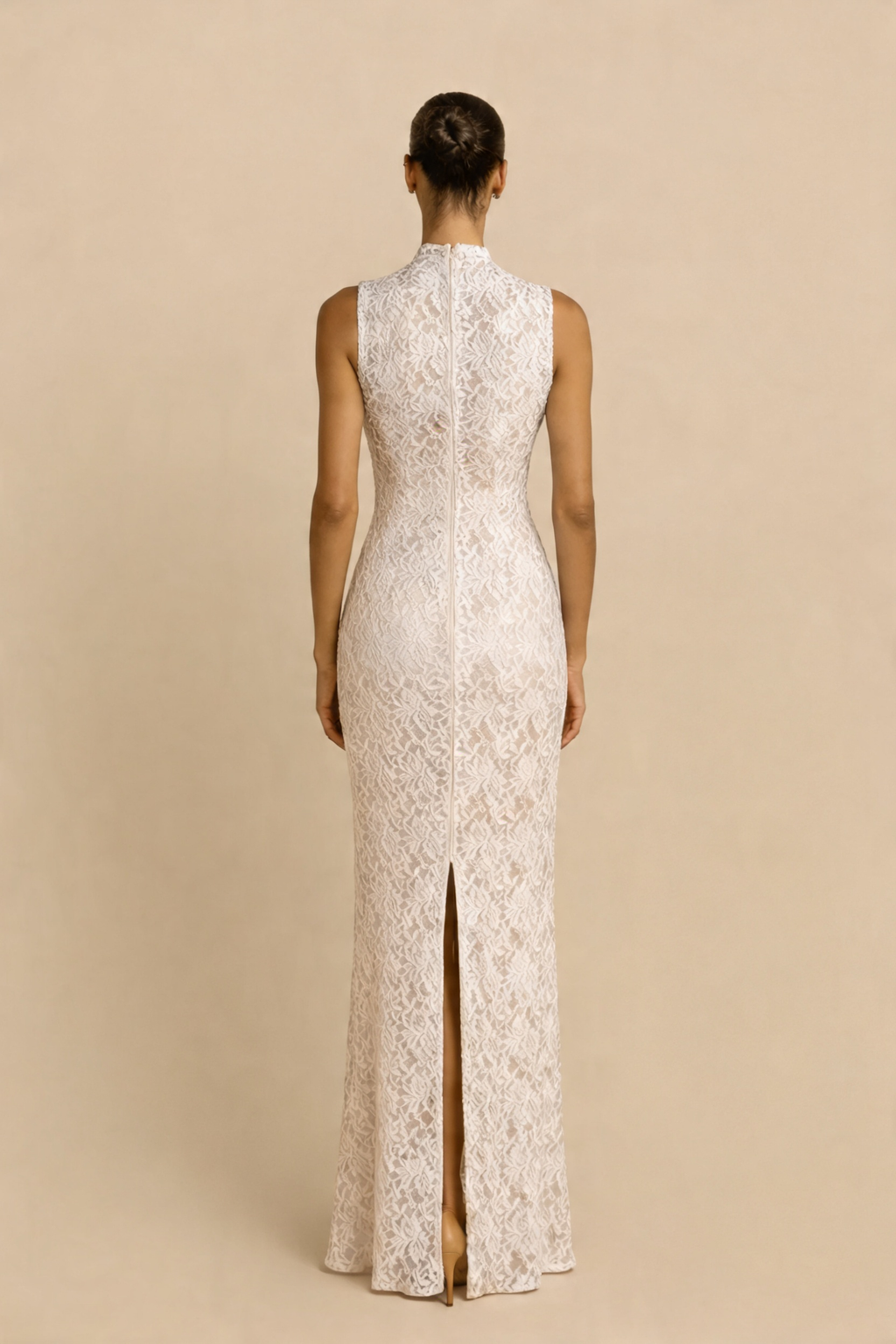 White Lace Column Dress