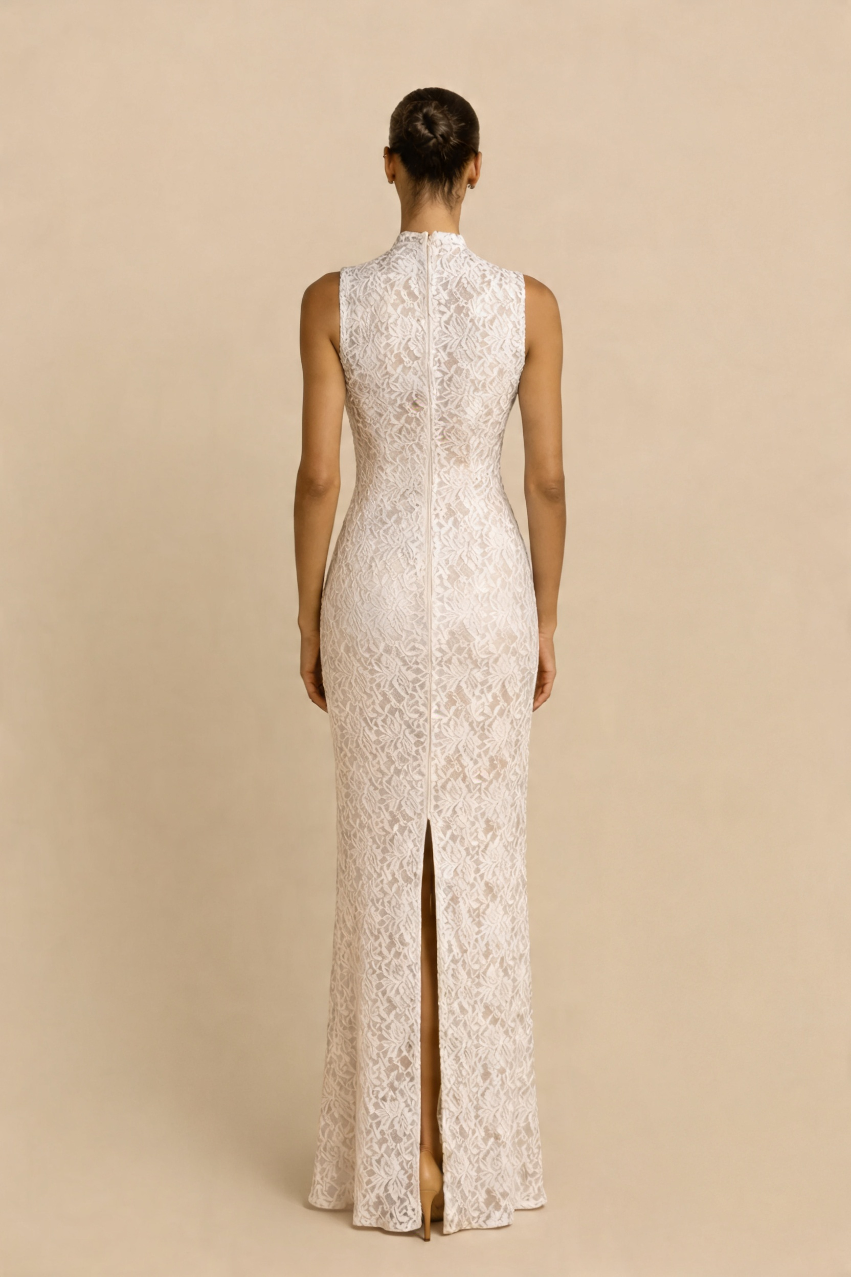 White Lace Column Dress
