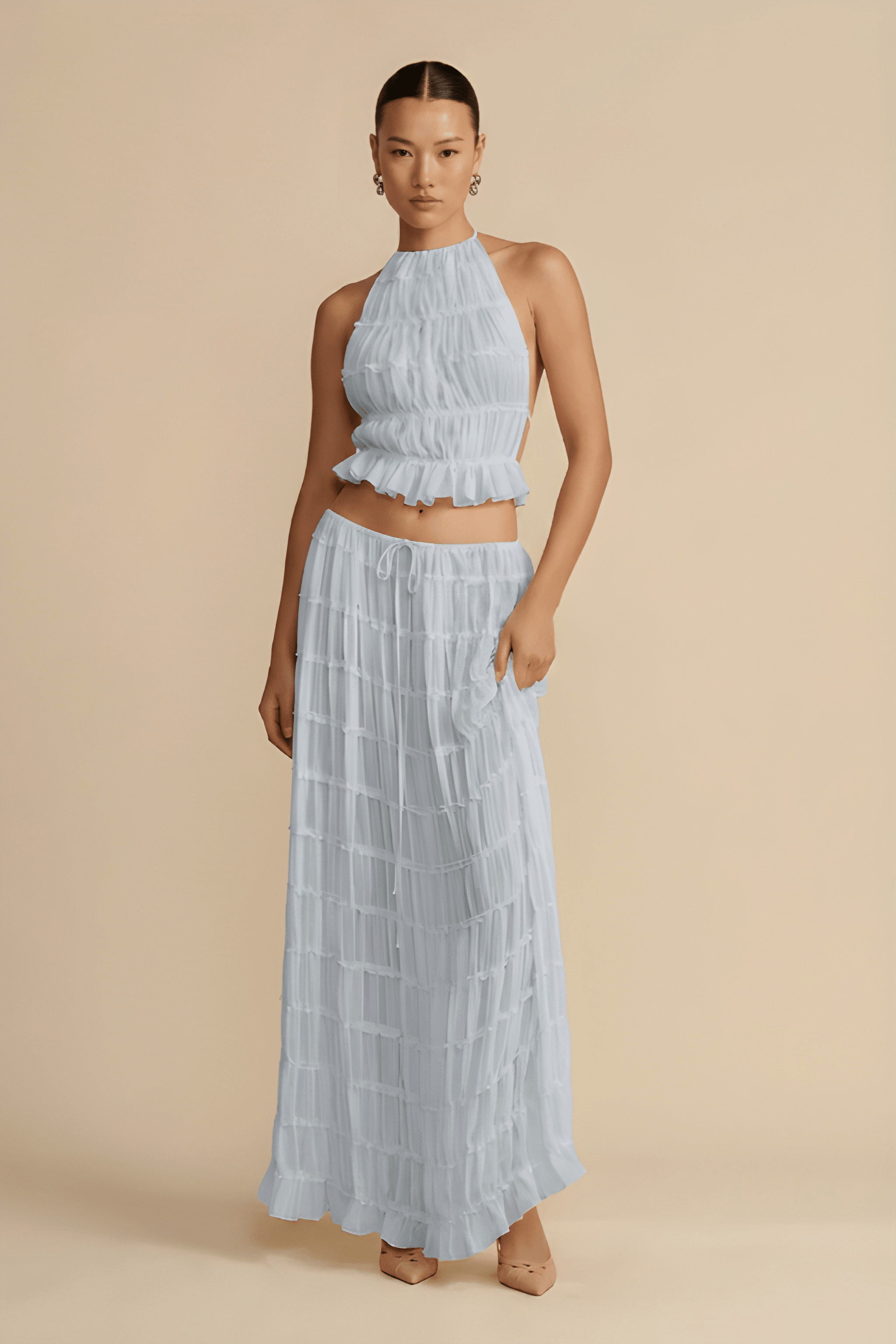 Soft‑Draped Halter Skirt Set