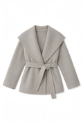Shawl-Collar Wool Wrap Coat