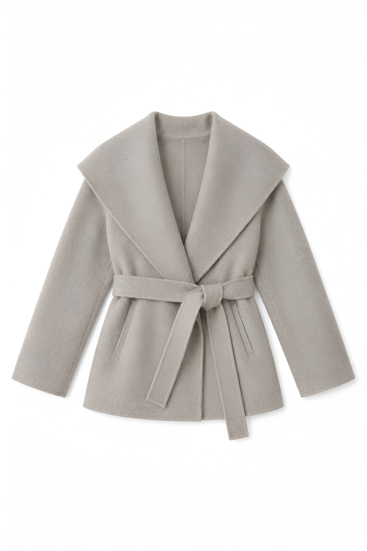 Shawl-Collar Wool Wrap Coat