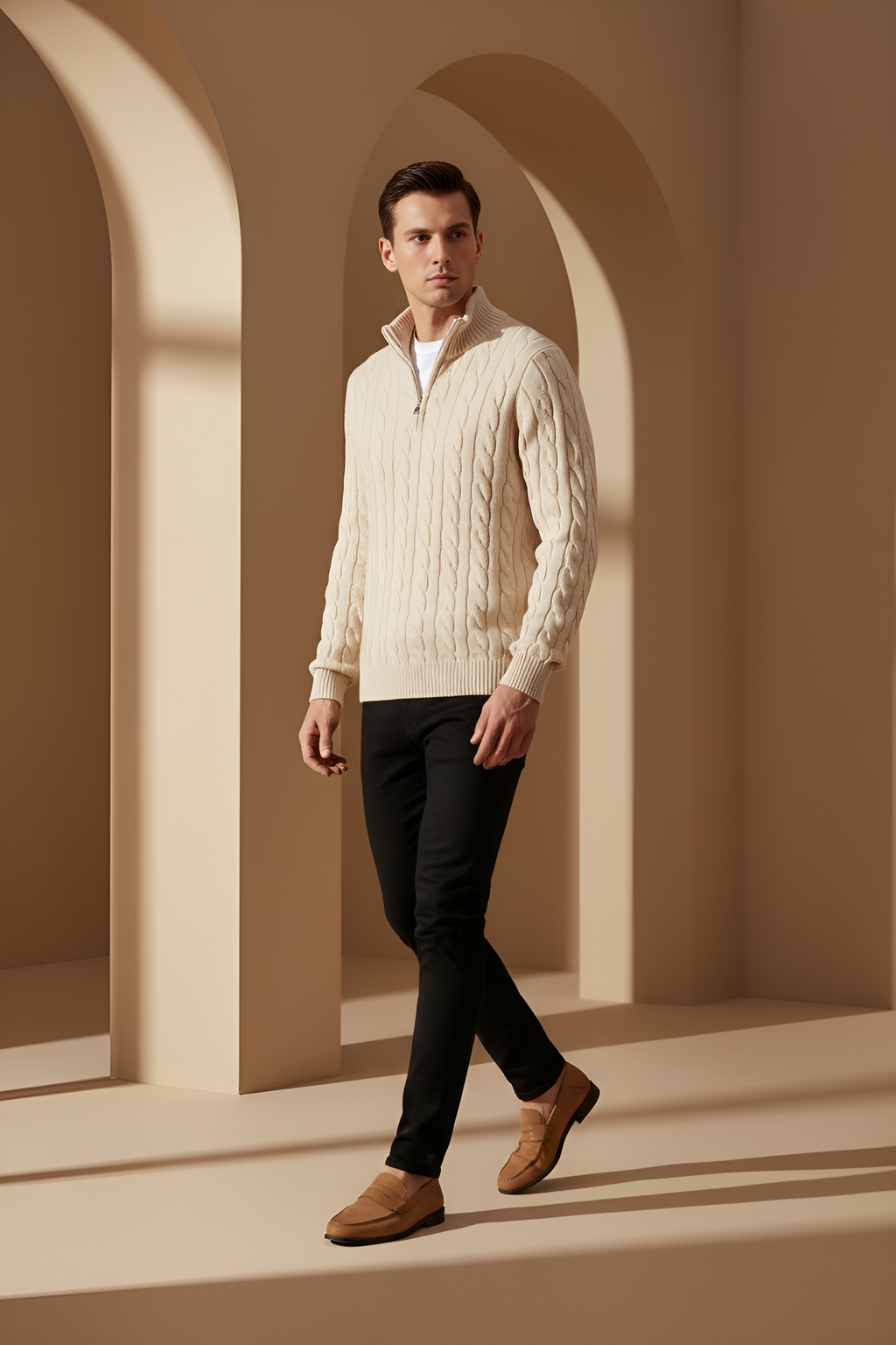 Savoy Cable Knit Quarter‑Zip