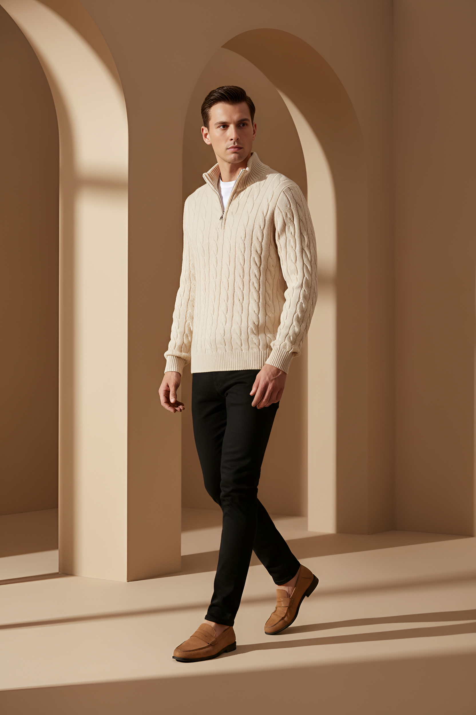 Savoy Cable Knit Quarter‑Zip