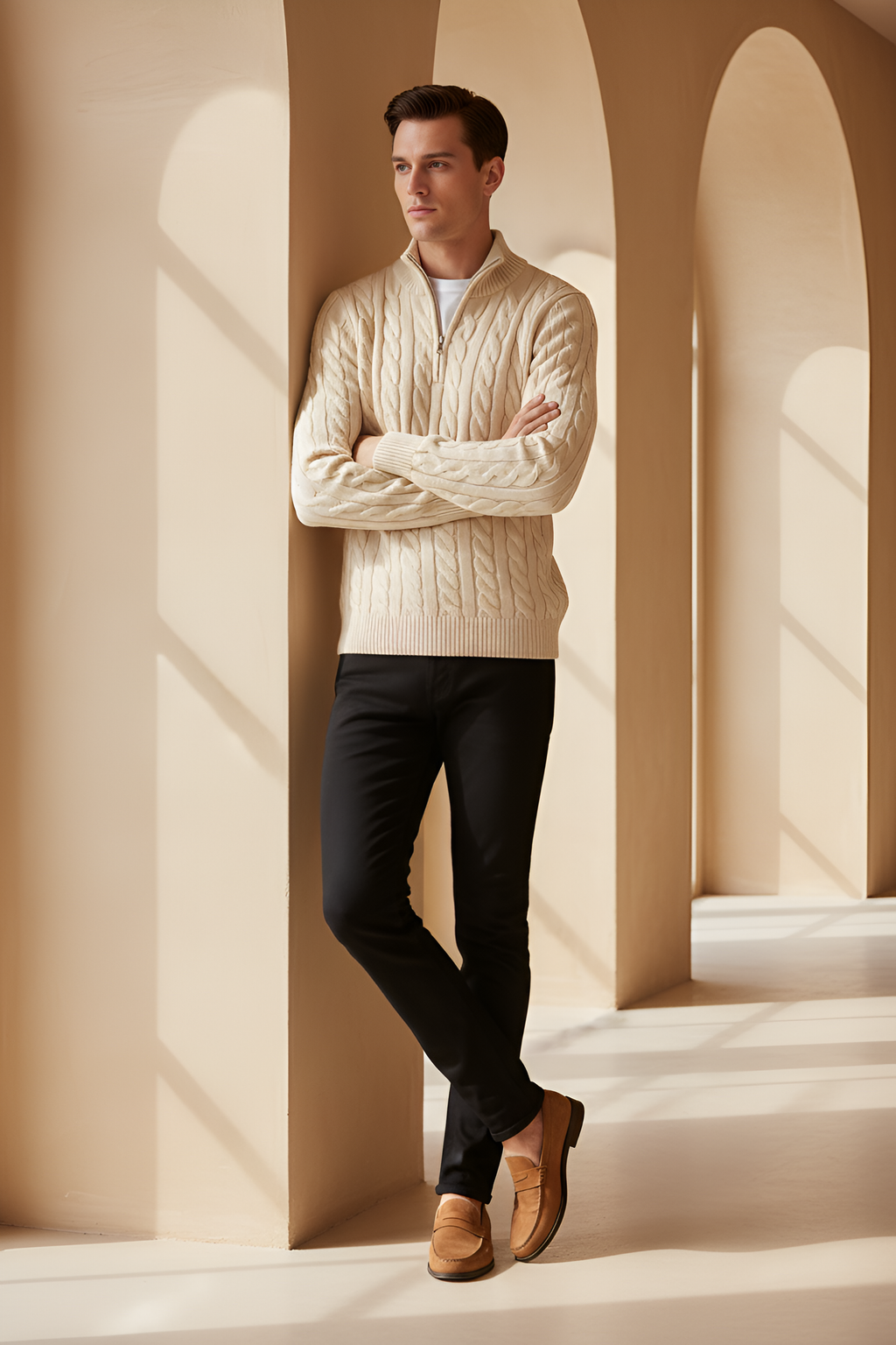 Savoy Cable Knit Quarter‑Zip