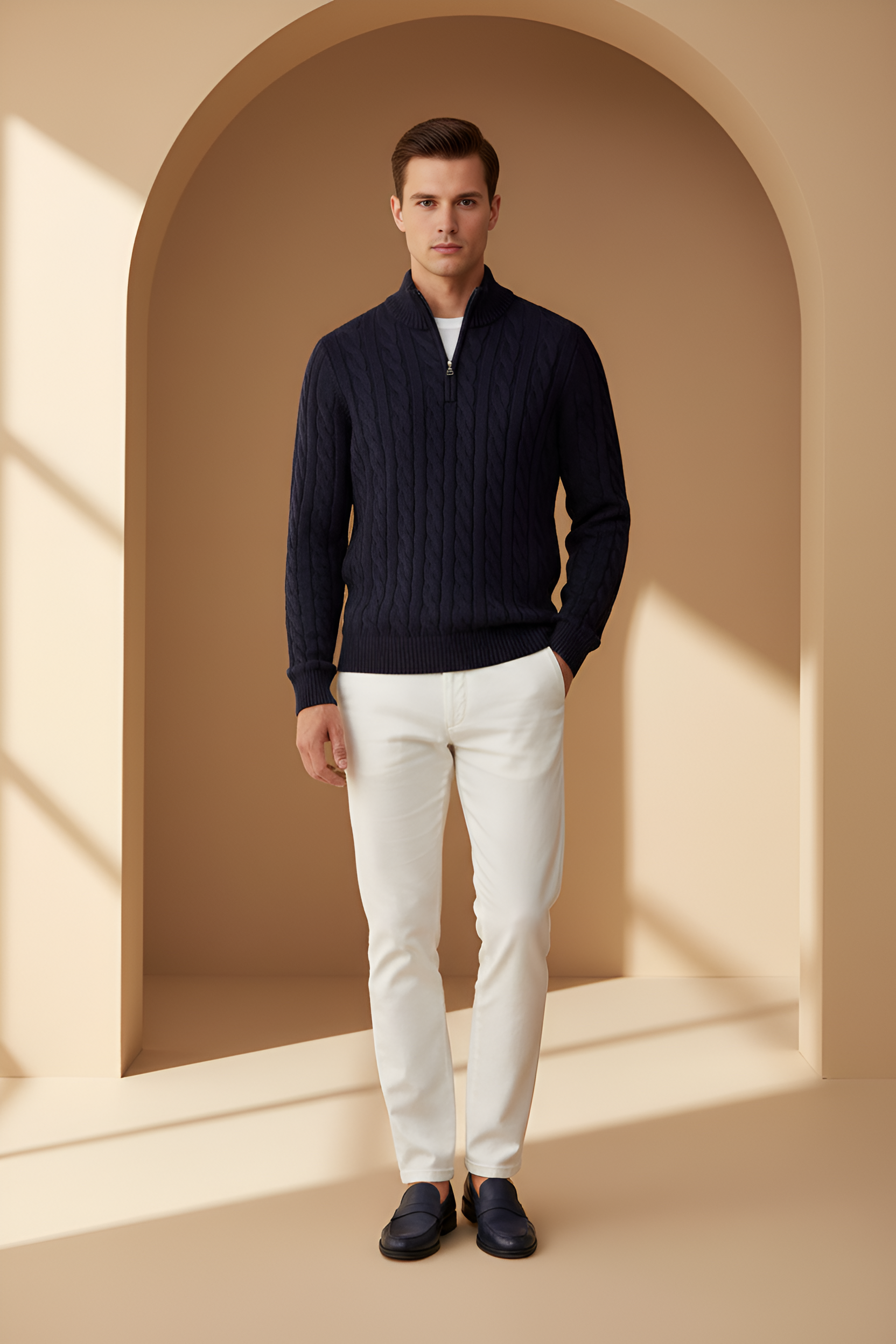 Savoy Cable Knit Quarter‑Zip