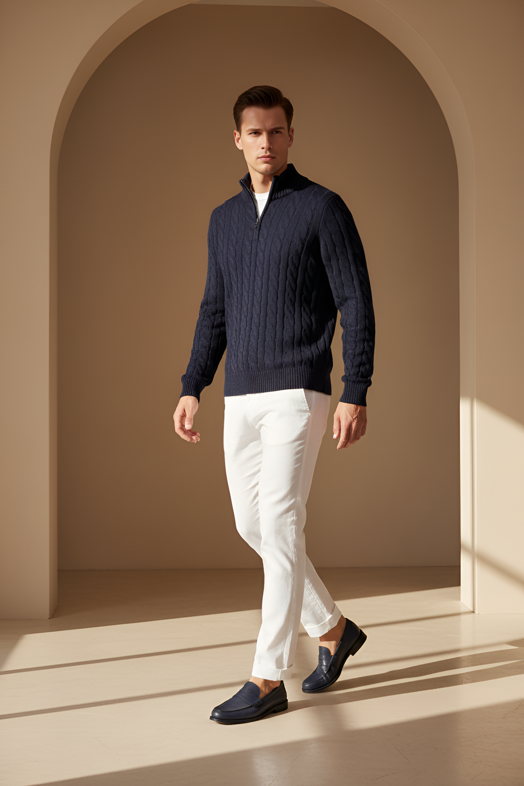 Savoy Cable Knit Quarter‑Zip