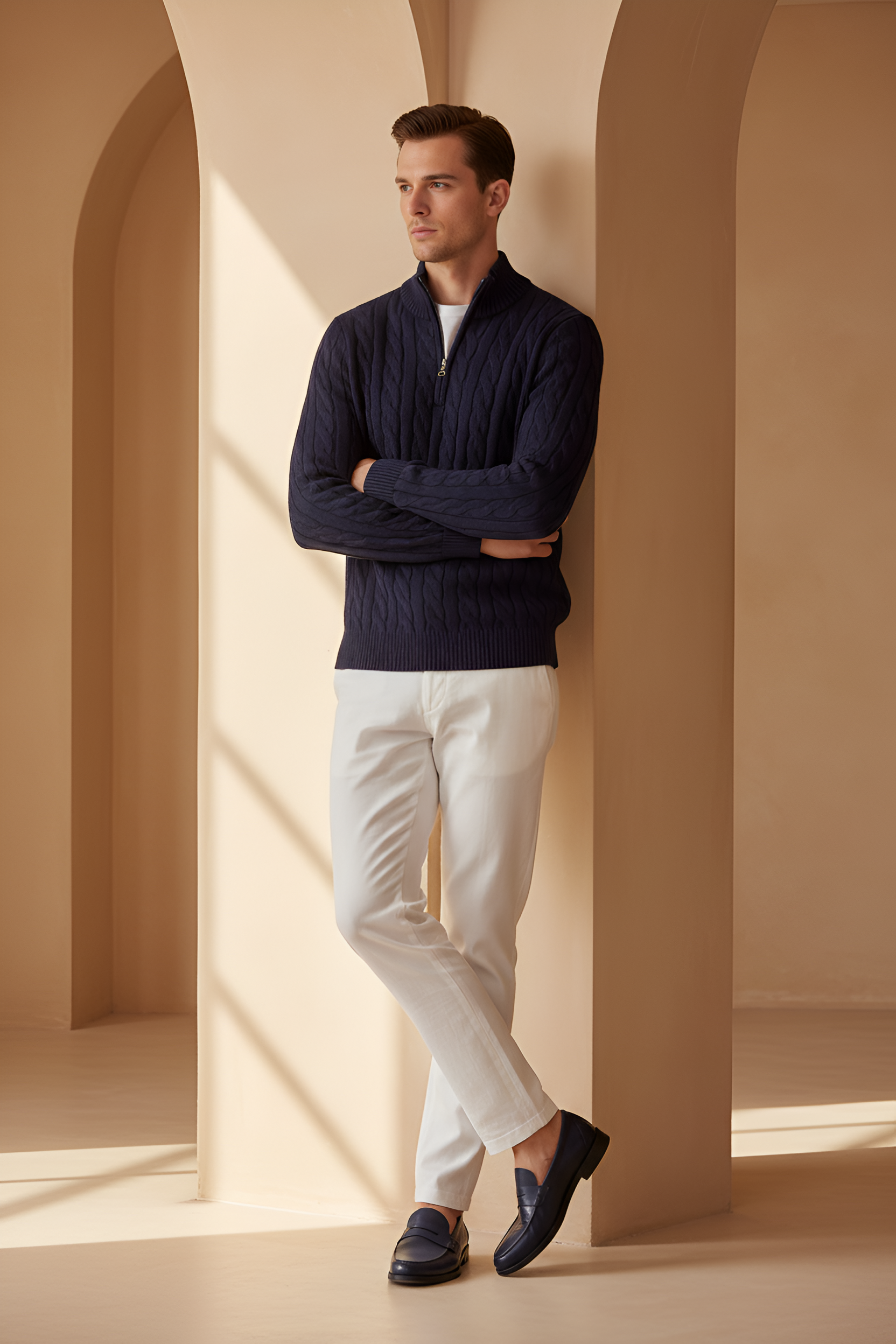 Savoy Cable Knit Quarter‑Zip