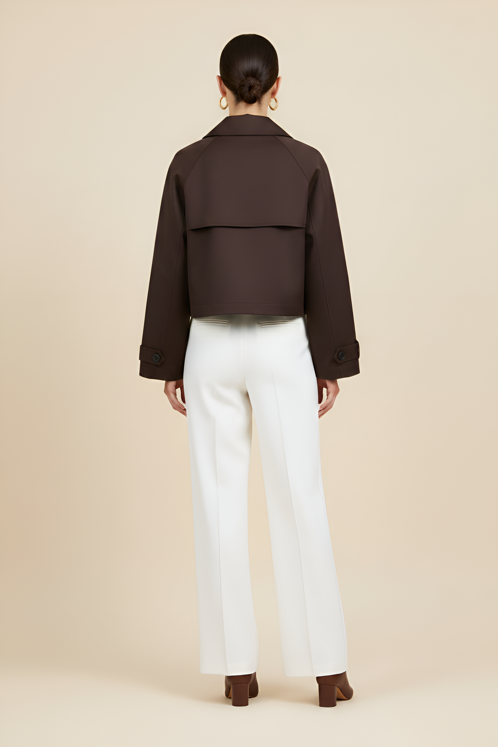 Cropped Double-Breasted Trench Jacket