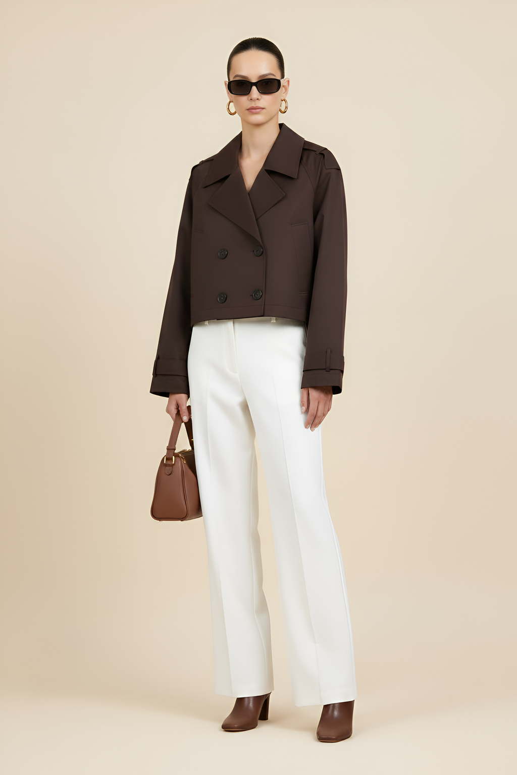 Cropped Double-Breasted Trench Jacket