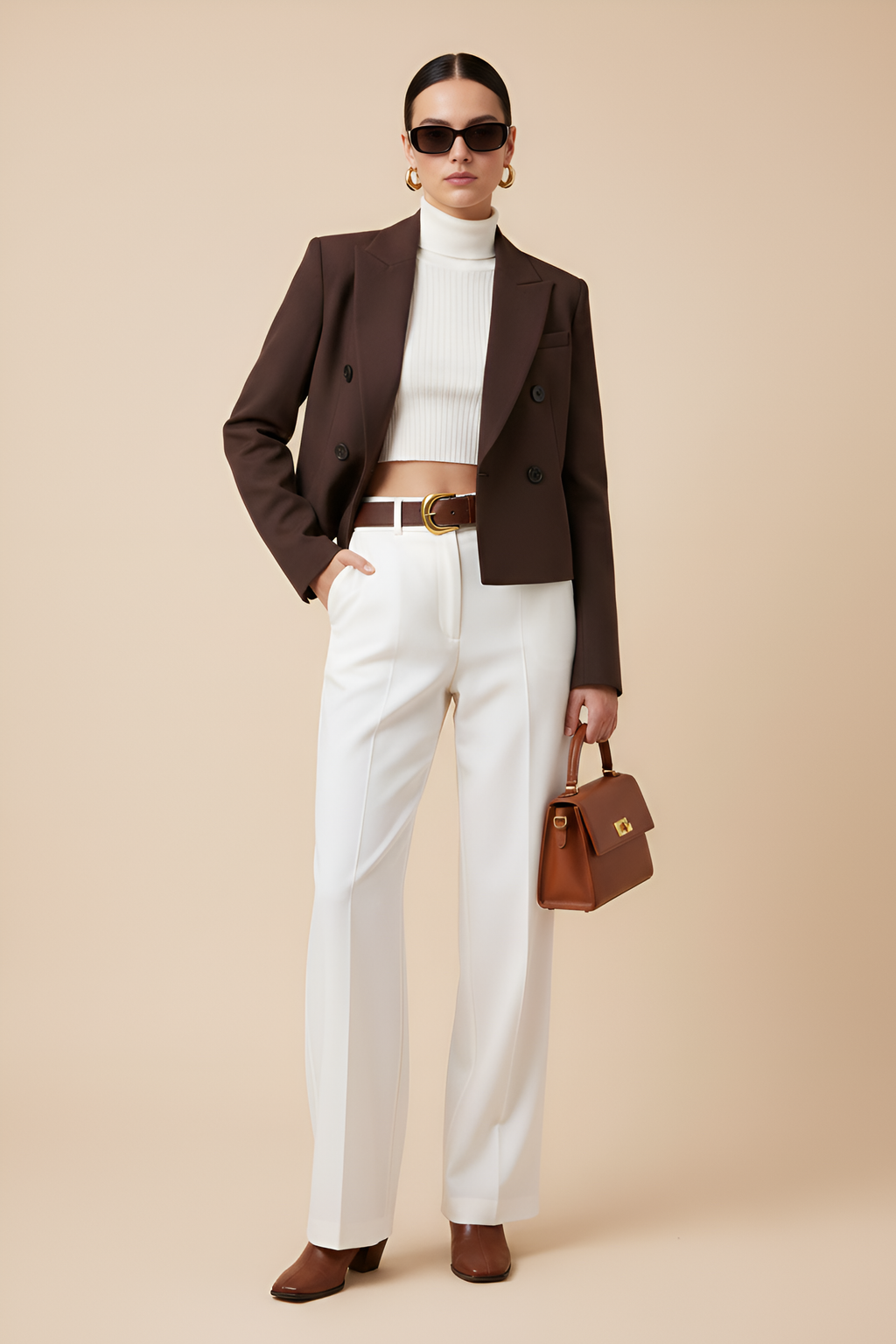Cropped Double-Breasted Trench Jacket