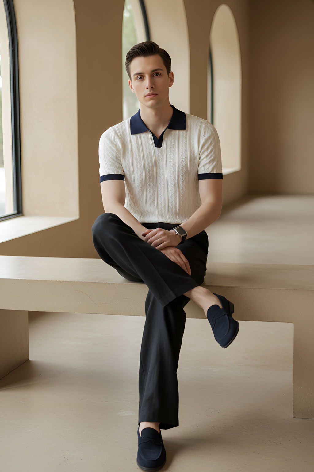 Riviera Contrast Knit Polo