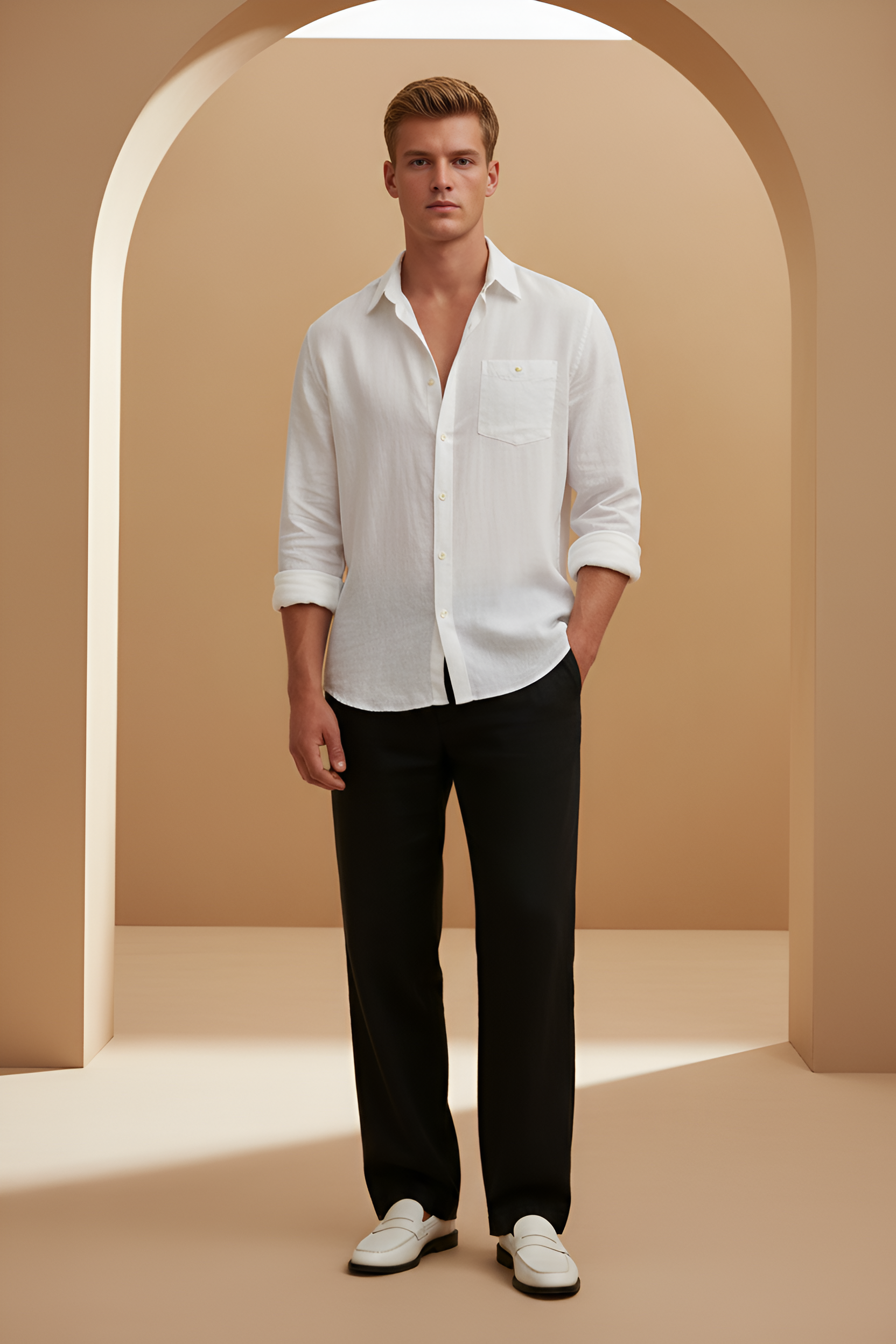 Oldmont Long‑Sleeve Linen Shirt