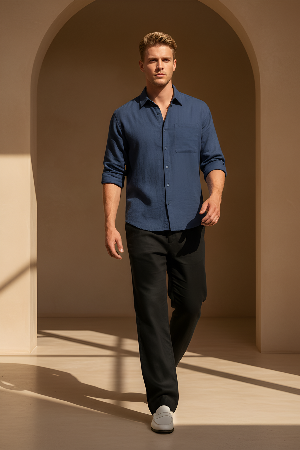 Oldmont Long‑Sleeve Linen Shirt