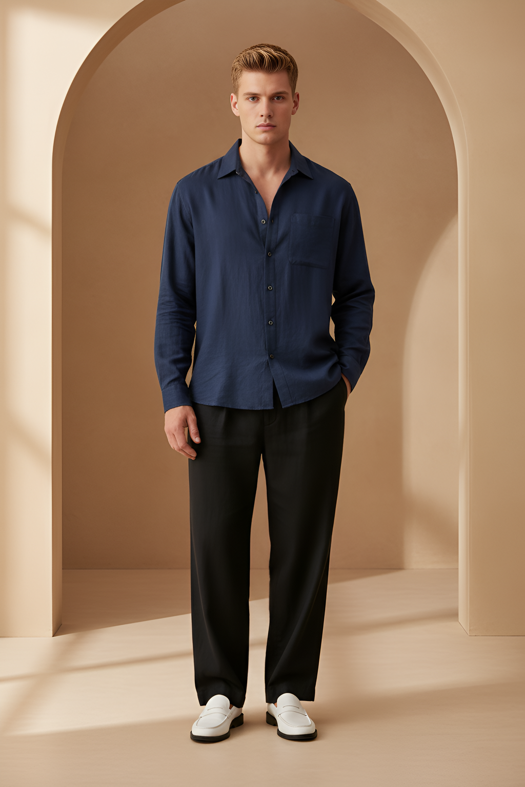Oldmont Long‑Sleeve Linen Shirt