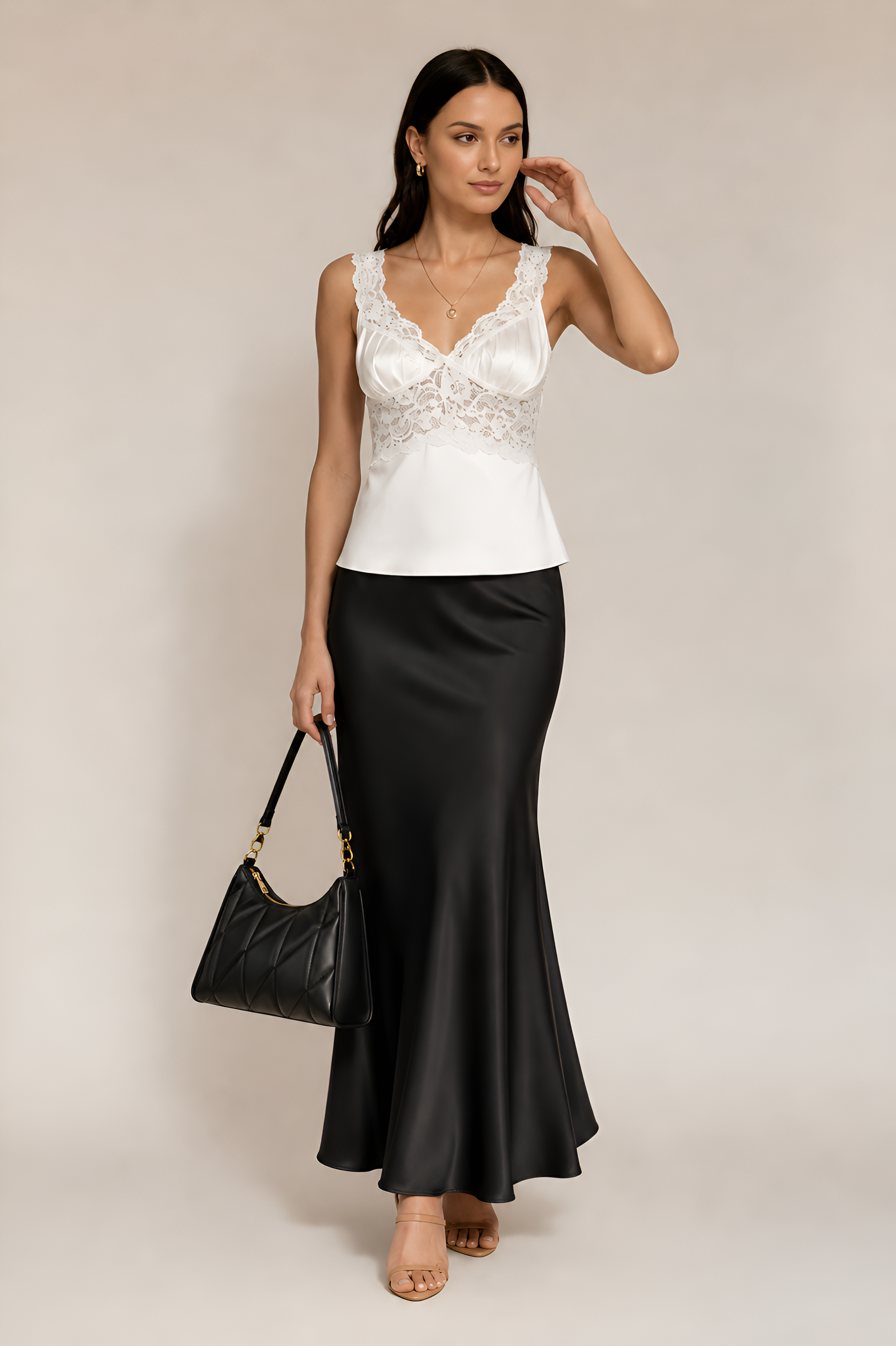 Full Satin Midi Skirt
